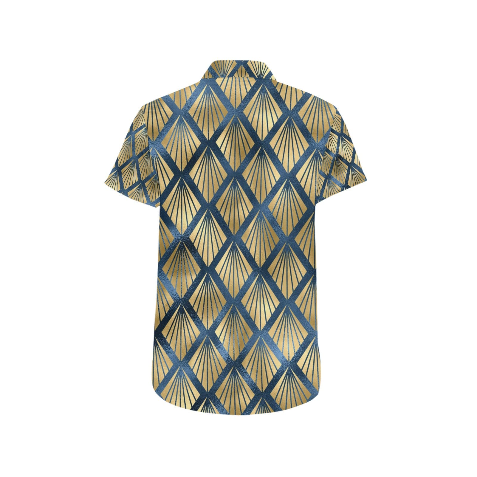 Blue and Gold Diamond Patterned Men's Shirt