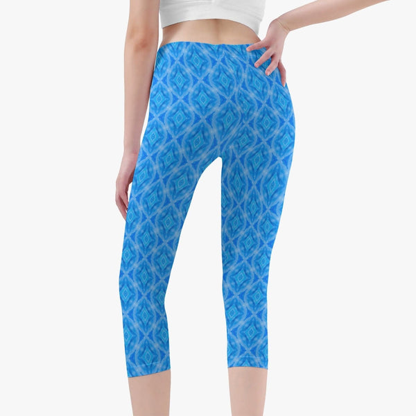 Blue Air Throat Chacra Short Type Yoga Pants, by Sensus Studio Design