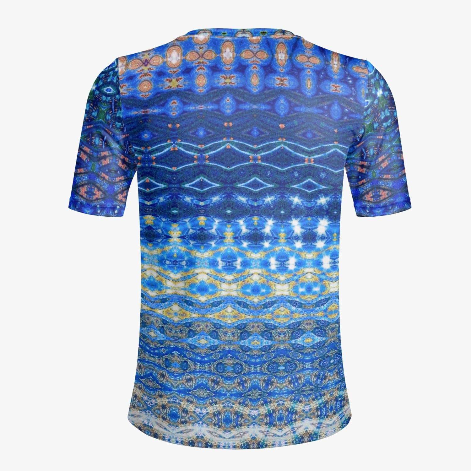 Blue and Purple Patterned. Handmade T-shirt for Men