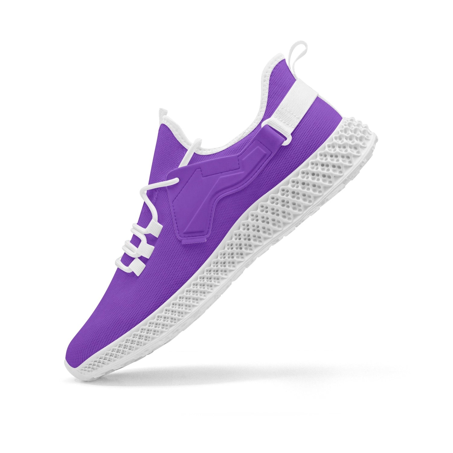 Unisex Net Style Mesh Knit Grape Purple Sneakers with Wing Shaped Patches