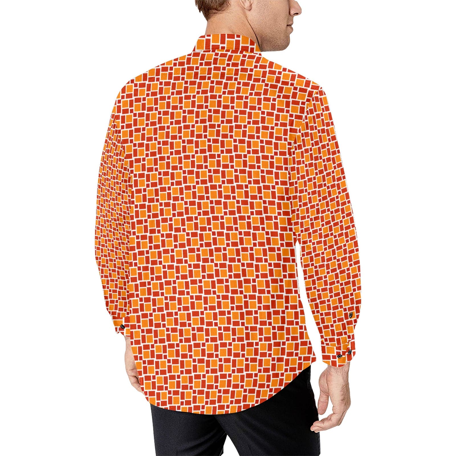 Sensus Studio Design Orange Patterned 2022 colorpallet Men's Long Sleeve Shirt