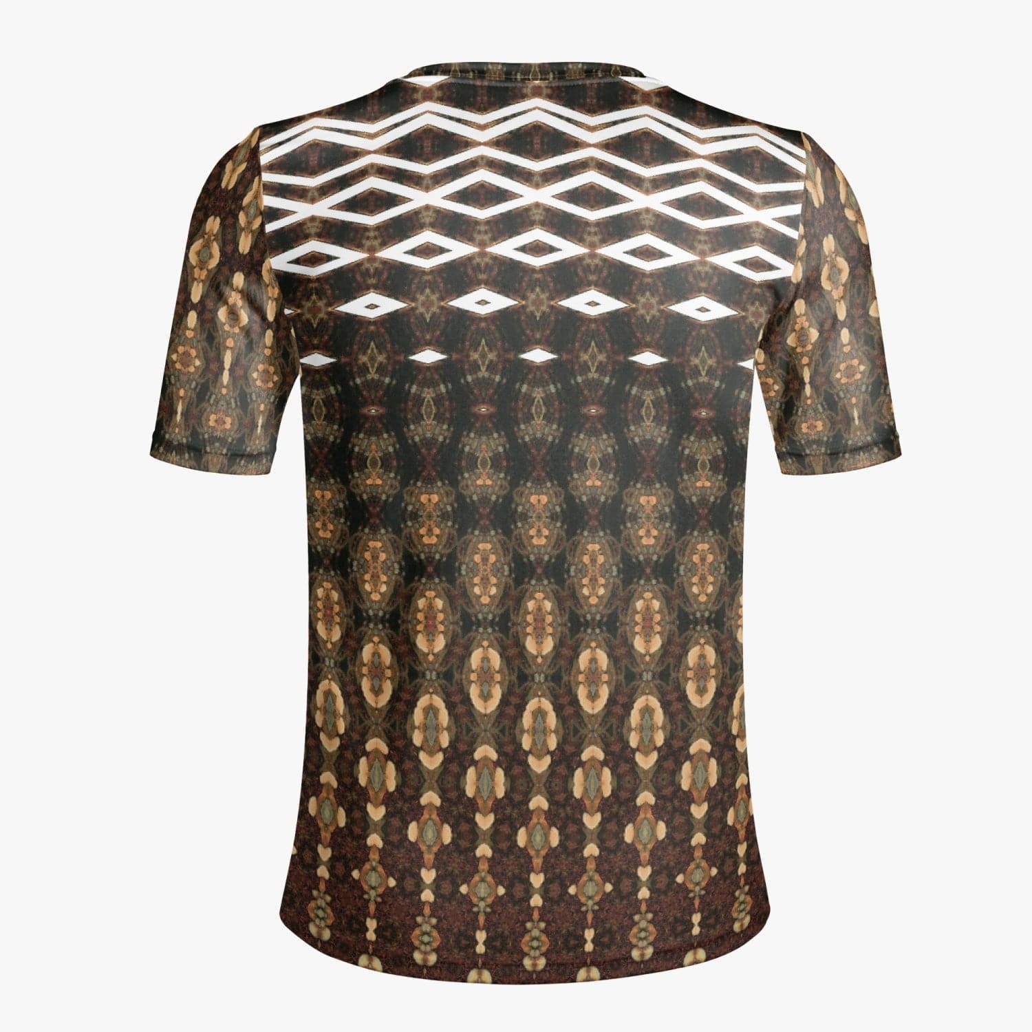 Brown with White Patterned Handmade Tribal T-shirt for Men