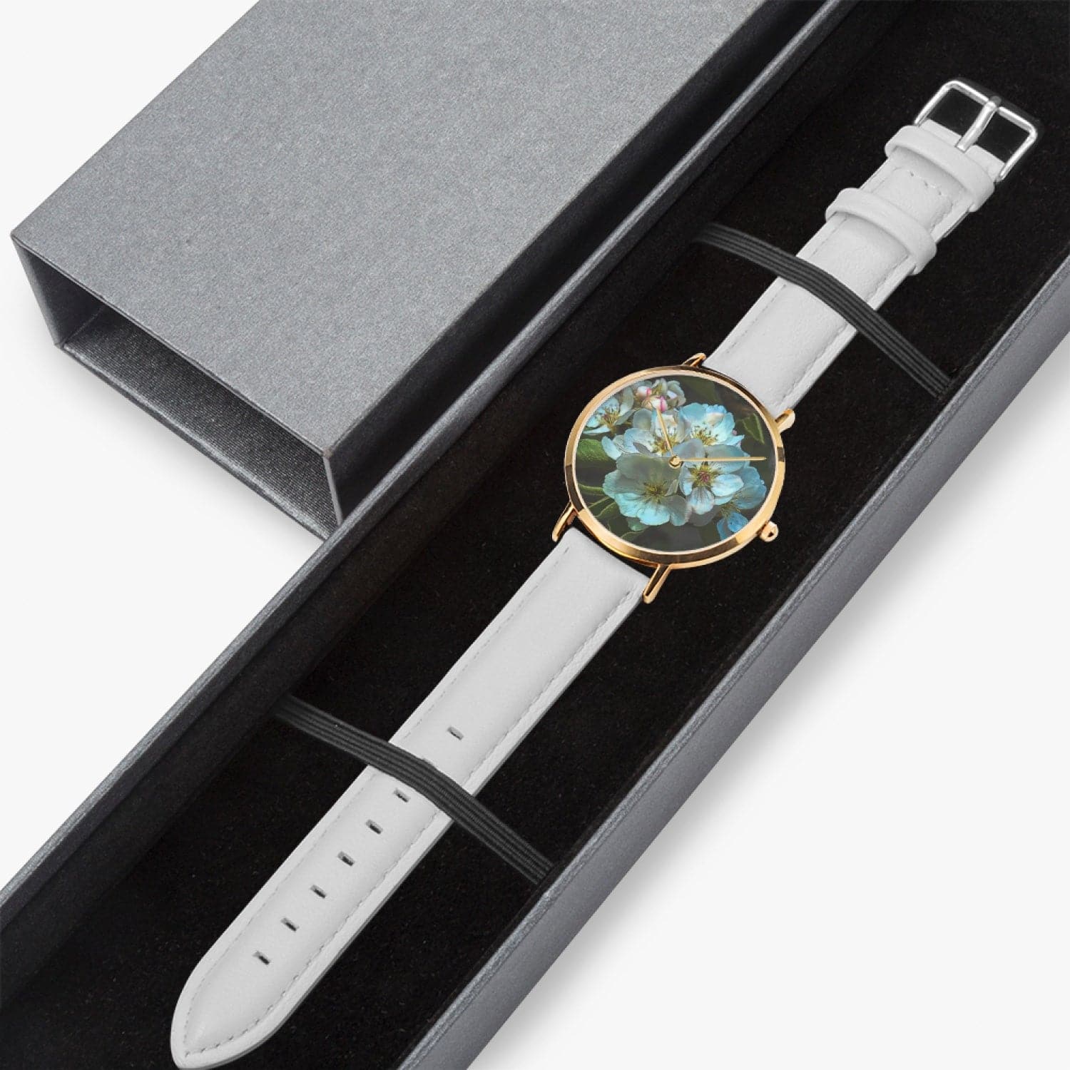 Apple blossom, Hot Selling Ultra-Thin Leather Strap Quartz Watch (Rose Gold), designed by Sensus Studio Design