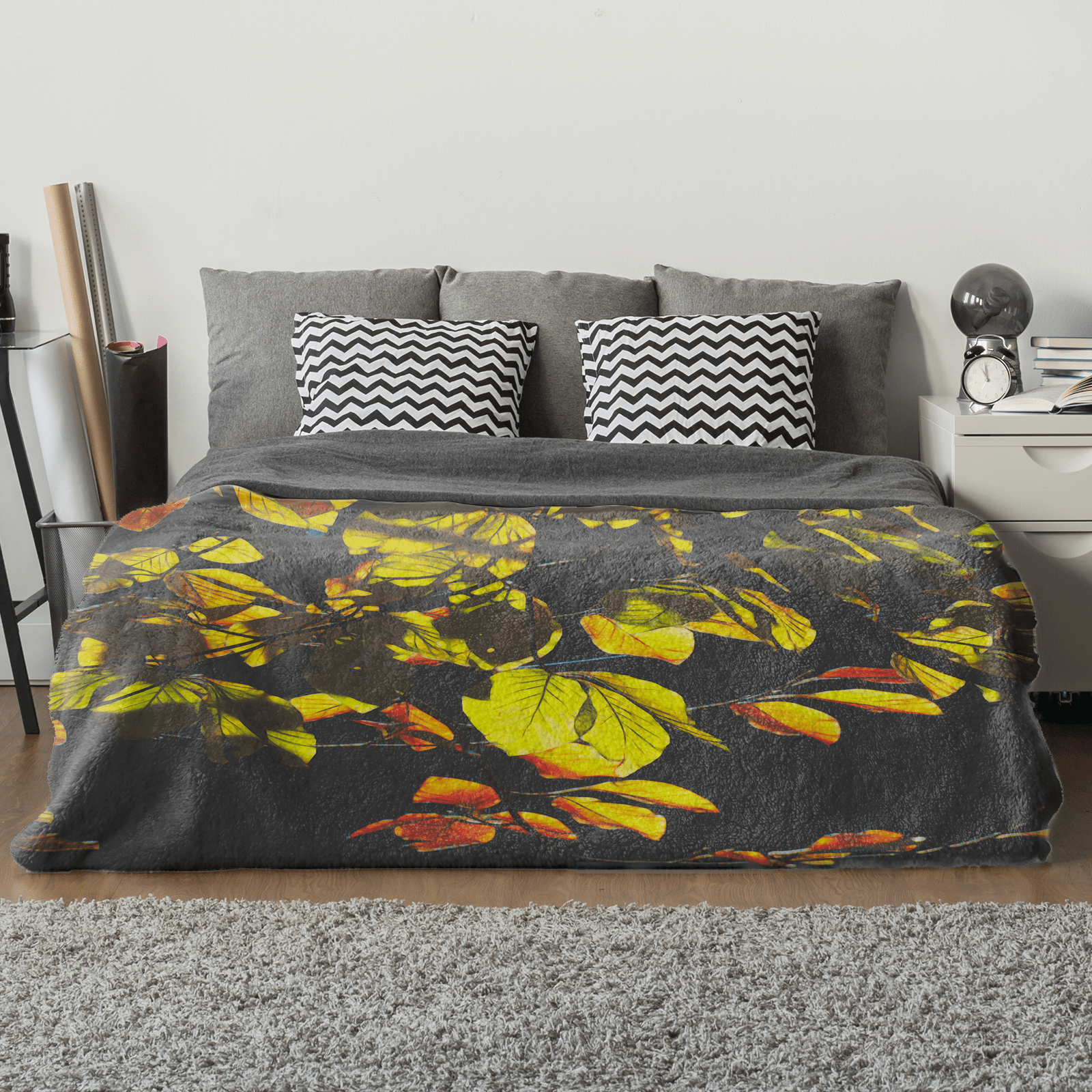 Yellow and red autumn leafs,Blanket Premium  200 x 150 cm / 60" x 80"