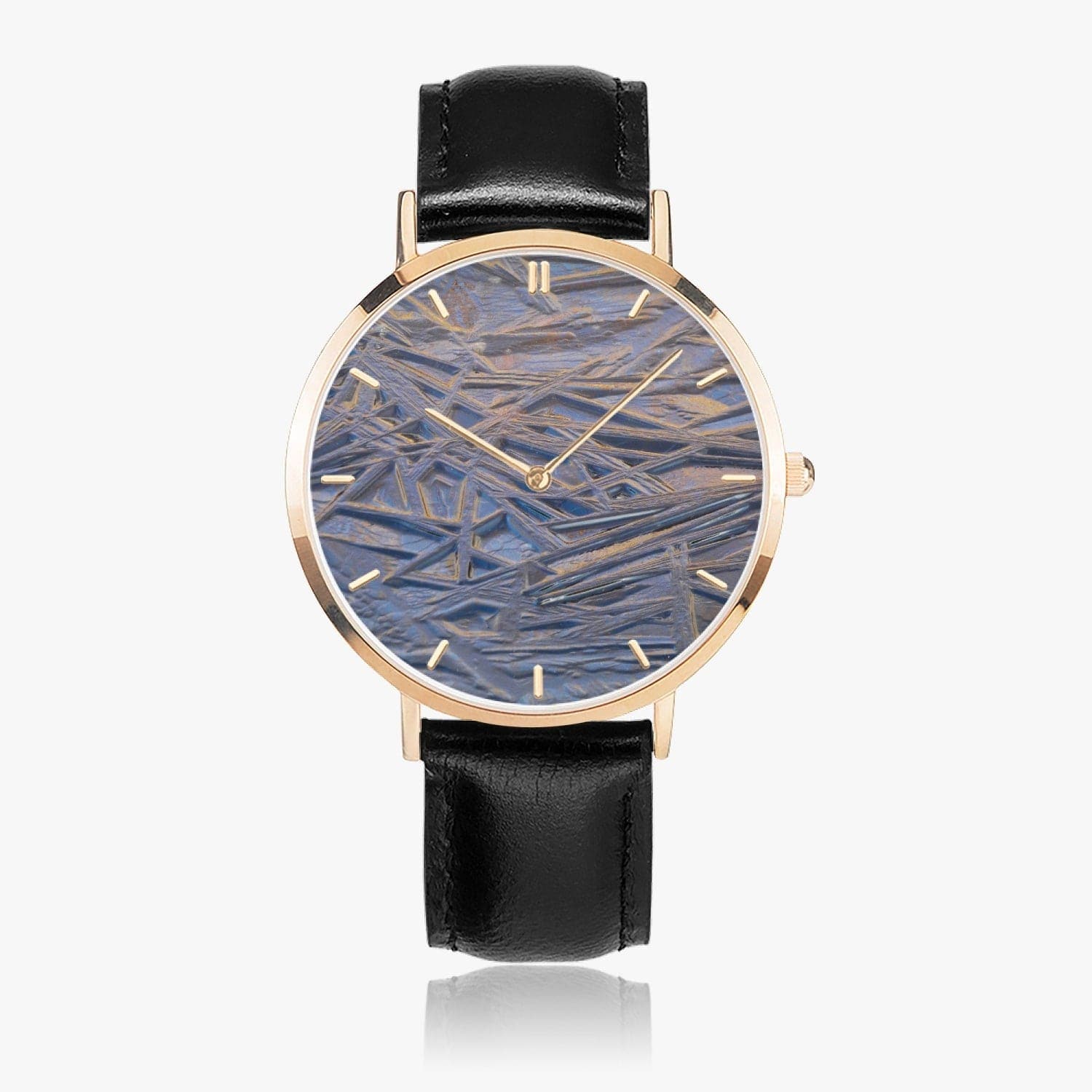 Frozen Time_2. Hot Selling Ultra-Thin Leather Strap Quartz Watch (Rose Gold With Indicators.  Designer watch by Ingrid Hütten