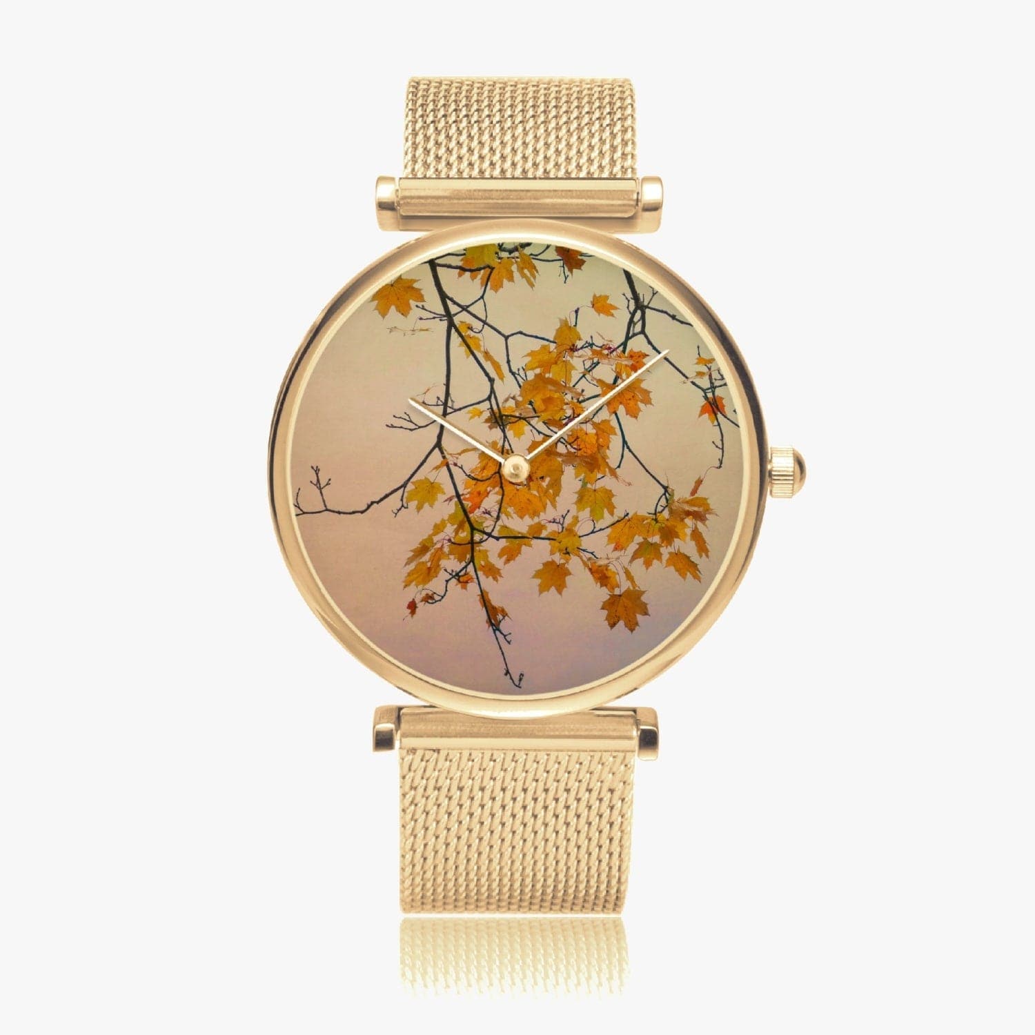 Yellow Maple leafes. New Stylish Ultra-Thin Quartz Watch.  by Sensus Studio Design