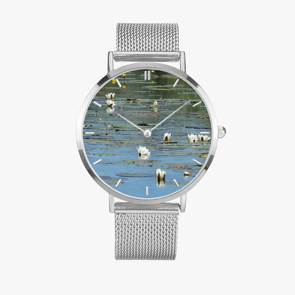 Water Lilies. Fashion Ultra-thin Stainless Steel Quartz Watch (With Indicators),Picture and design: Ingrid Hütten
