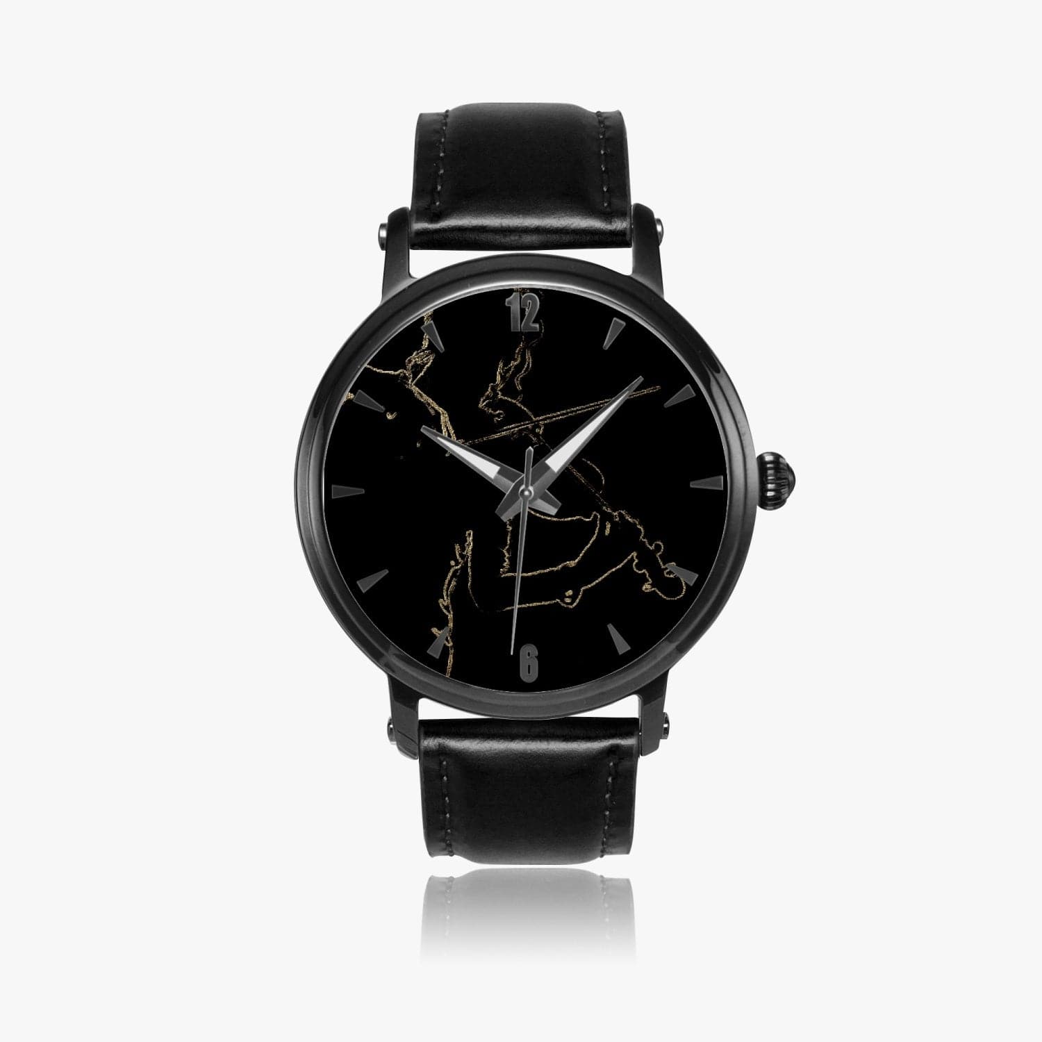 Gold on Black Violin: 46mm Unisex Automatic Watch(Black). Designer watch by Humphrey Isselt