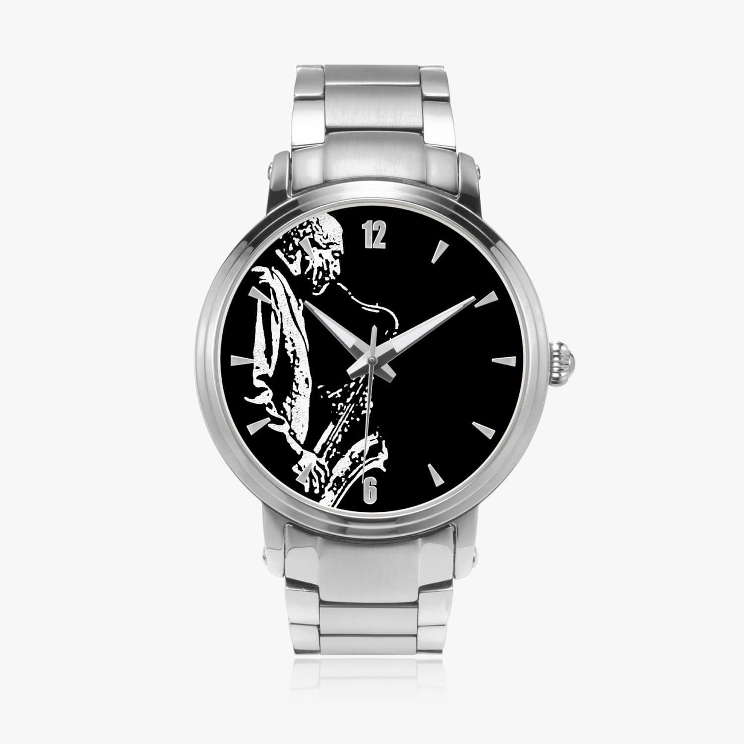 Sax Player. New Steel Strap Automatic Watch (With Indicators) Designer watch by Humphrey Isselt