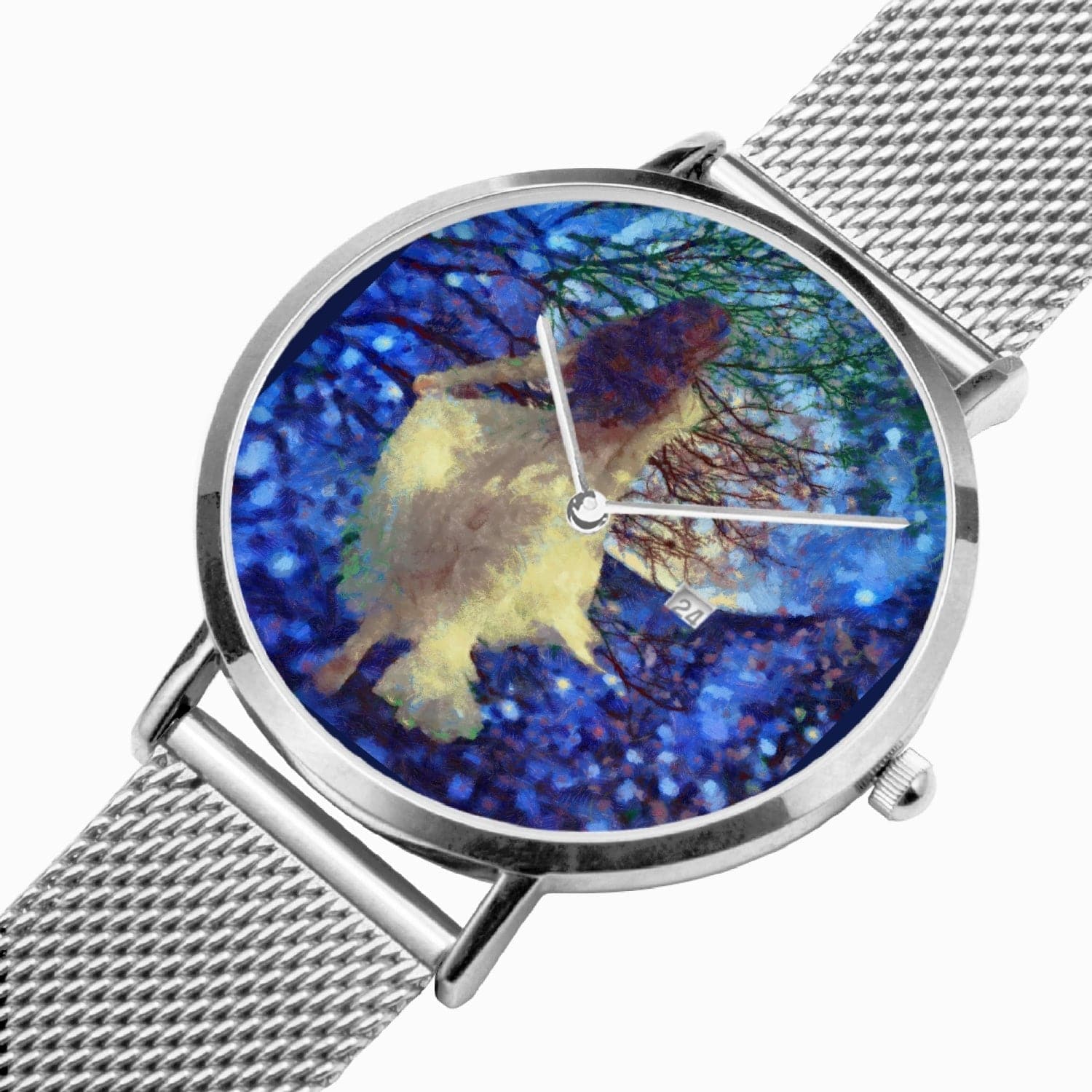 Lady and the Moon Stainless Steel Perpetual Calendar Quartz Watch. Designer watch by Humphrey Isselt