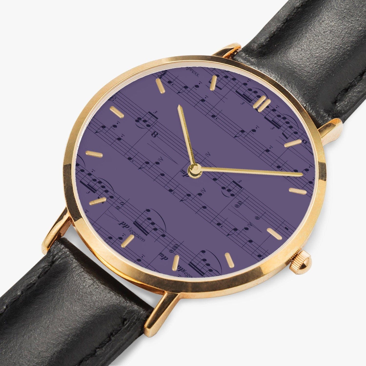 Time to Tango.  Ultra-Thin Leather Strap Quartz Watch (Rose Gold With Indicators) Designer watch by Ingrid Hütten
