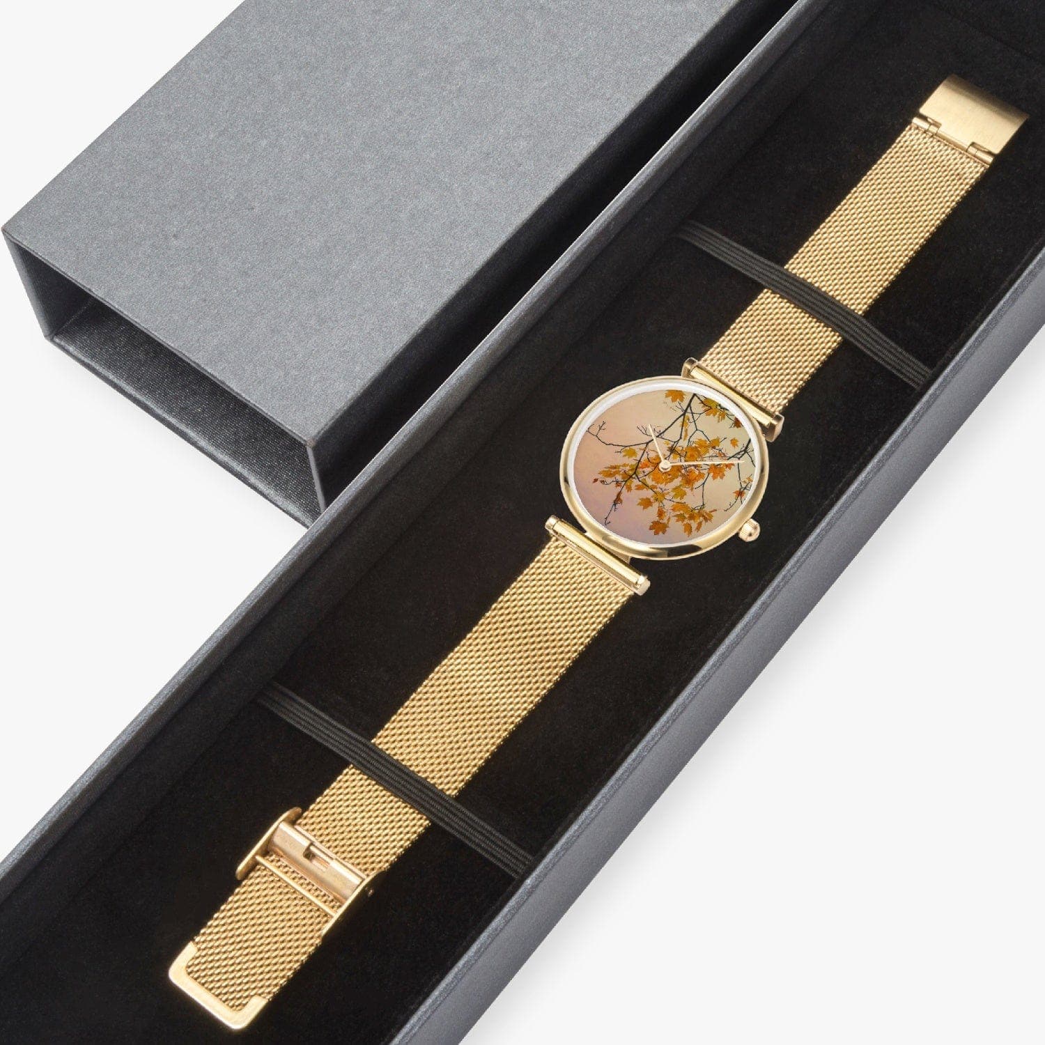 Yellow Maple leafes. New Stylish Ultra-Thin Quartz Watch.  by Sensus Studio Design