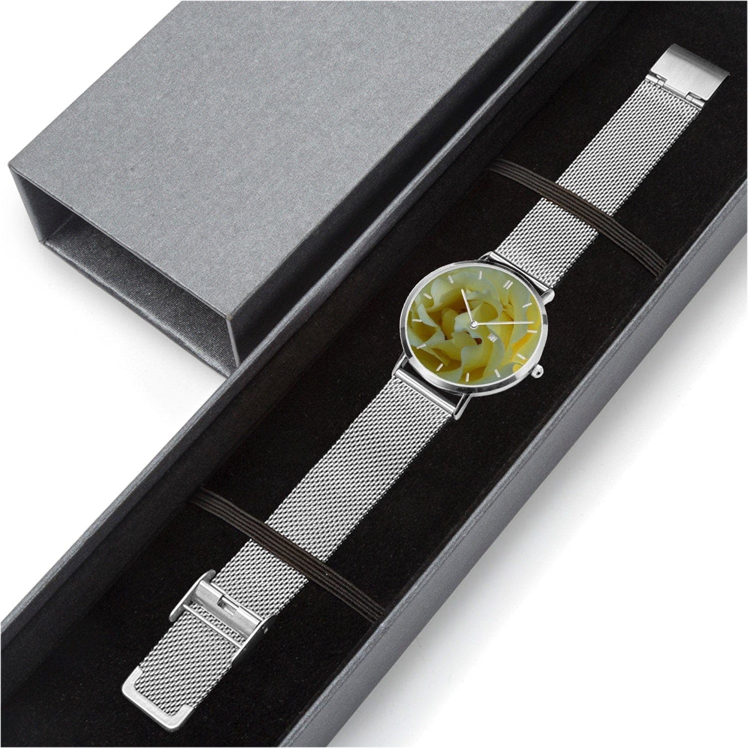 Yellow rose. Stainless Steel Perpetual Calendar Quartz Watch (With Indicators), by Sensus Studio Design
