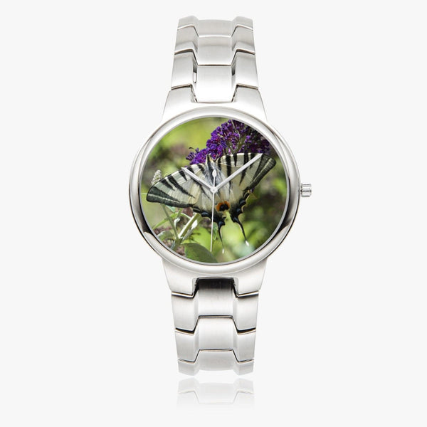 Butterfly_1  Exclusive Silver Stainless Steel Quartz Watch. Designer watch by Ingrid Hütten