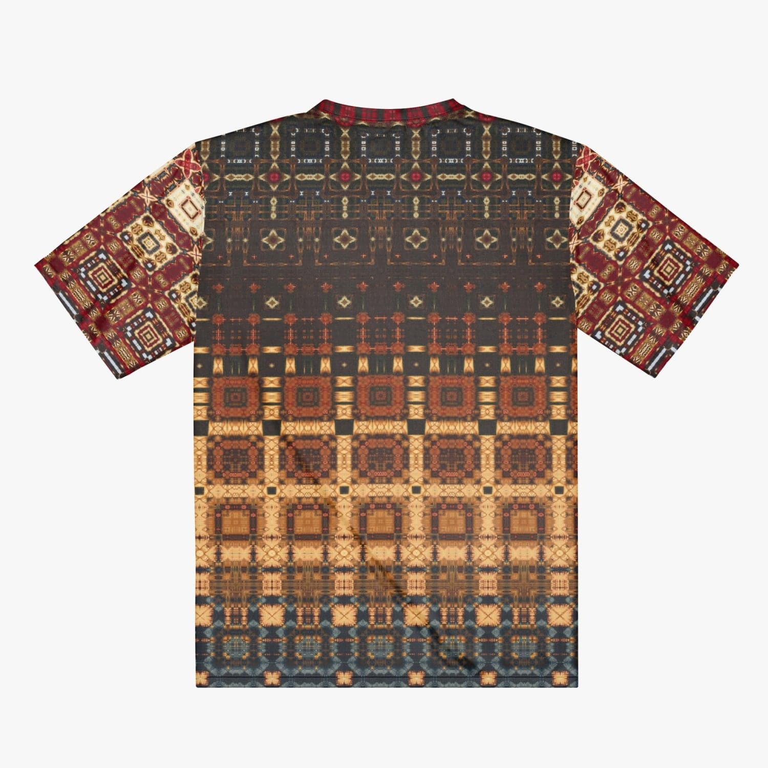 Orange and Brown Patterned Handmade T-shirt for Men by Sensus Studio Design