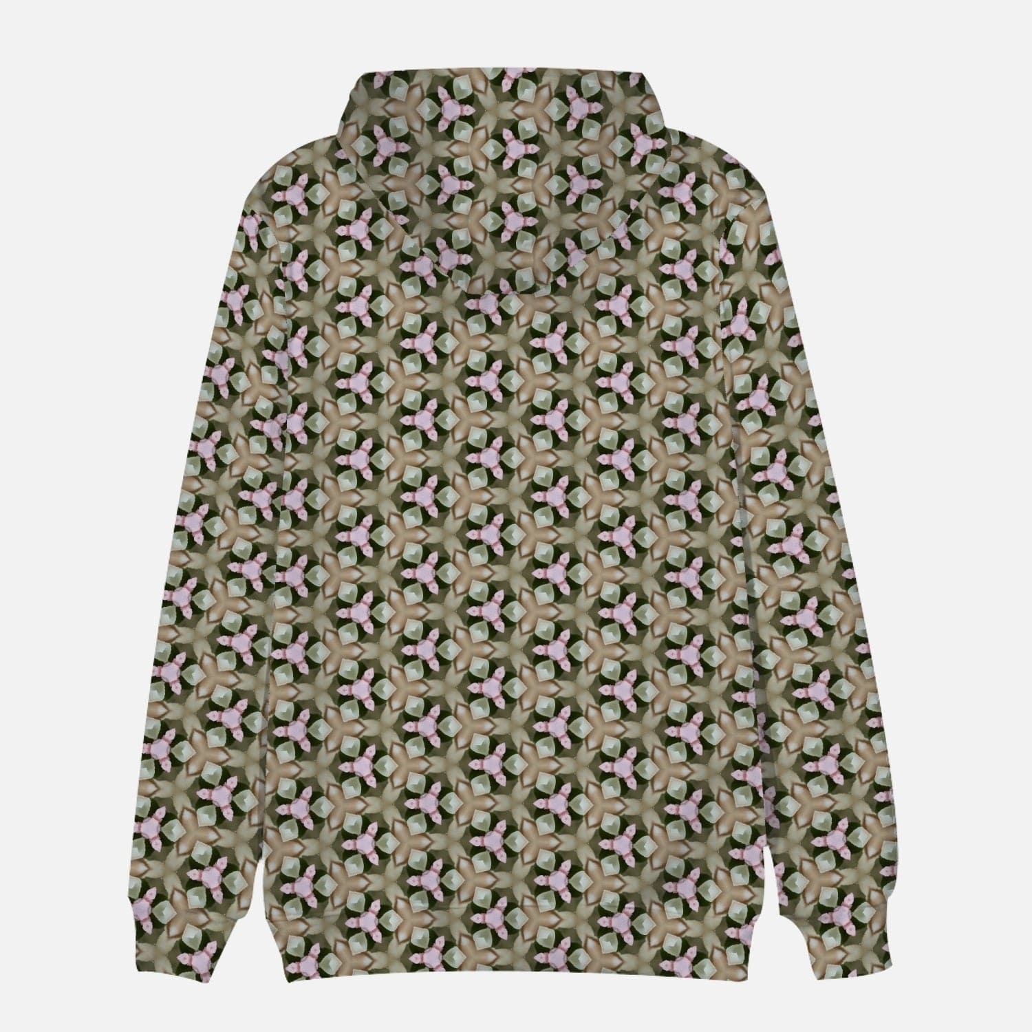Sand ,green and pink patterned trendy  Round Collar Hoodie, by Sensus Studio Design