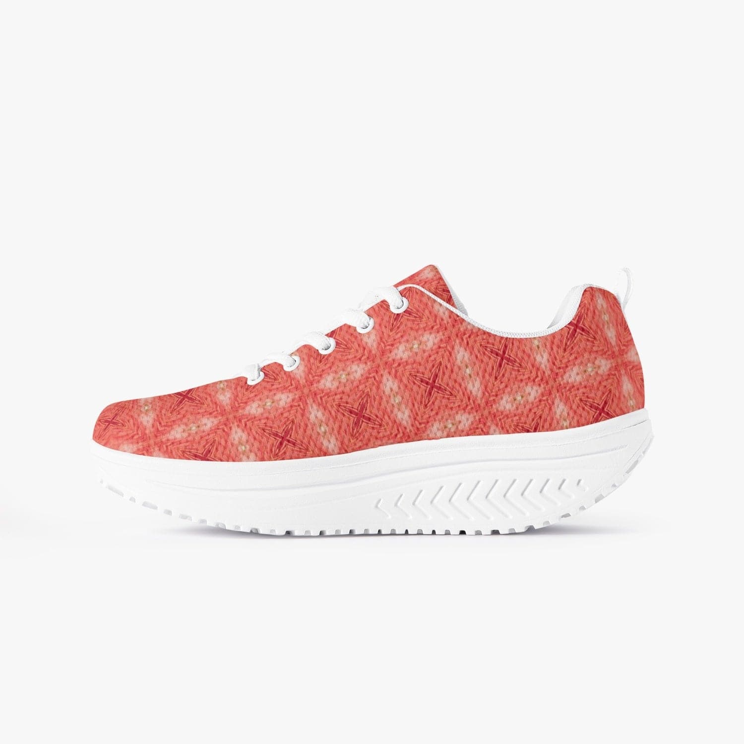 Red Buttercup pattern Trendy 2022 Casual Women’s Mesh Rocking Shoes, by Sensus Studio Design