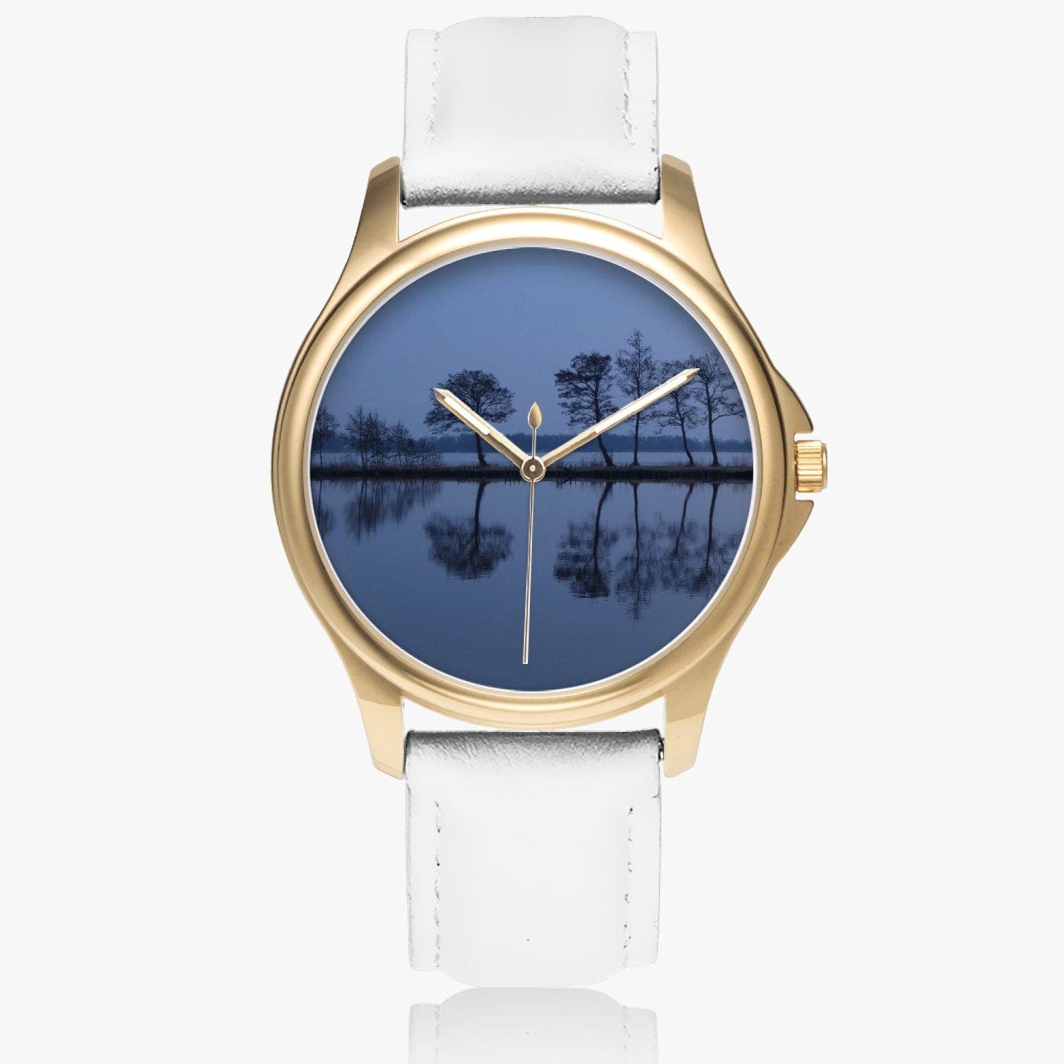 Quiet Times. Stylish Classic Leather Strap Quartz Watch (Gold) Designer watch by Sensus Studio Design