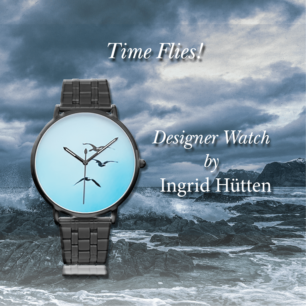 Time flies. Instafamous Steel Strap Quartz watch, by Ingrid Hütten