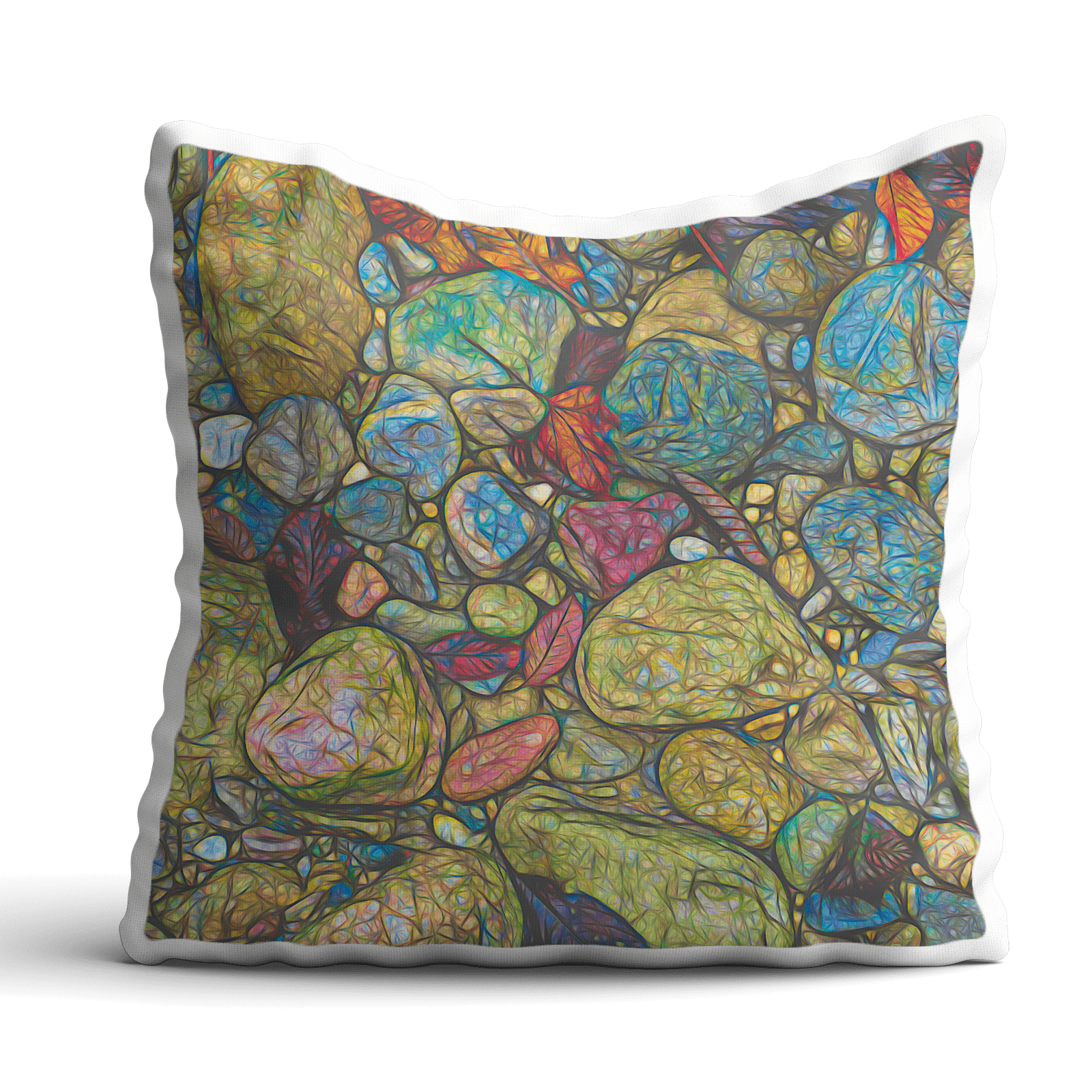 Pebbles and leafs,Meditation Pillow/Cushion Premium 60x60cm, by Sensus Studio Design