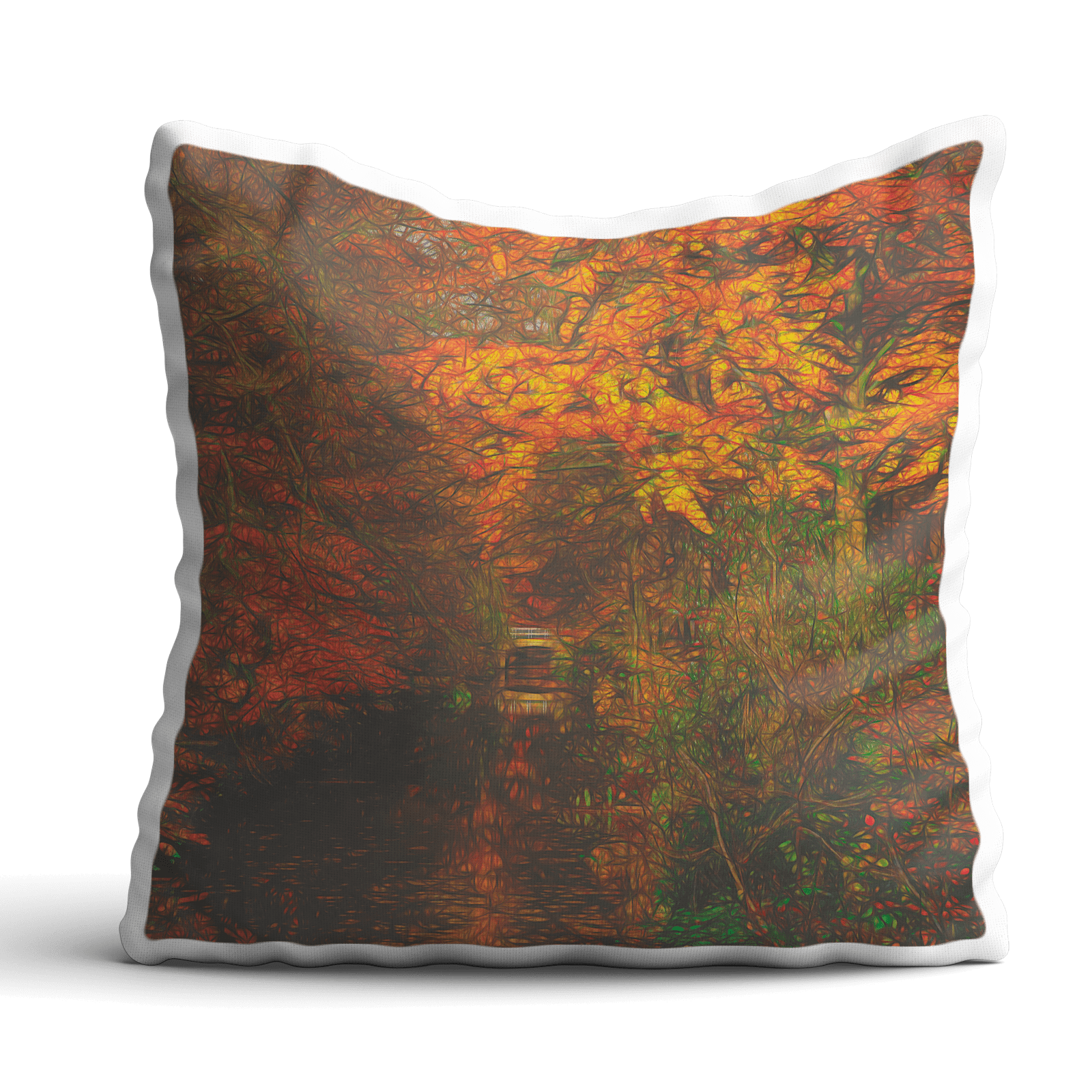 Sunlit autumn forest, Meditation Pillow/Cushion Premium 60x60cm, by Sensus Studio Design