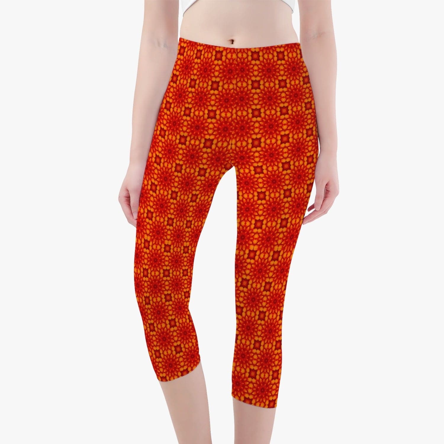 Orange Sacral Chacra  Short Type Yoga Pants, by Sensus Studio Design