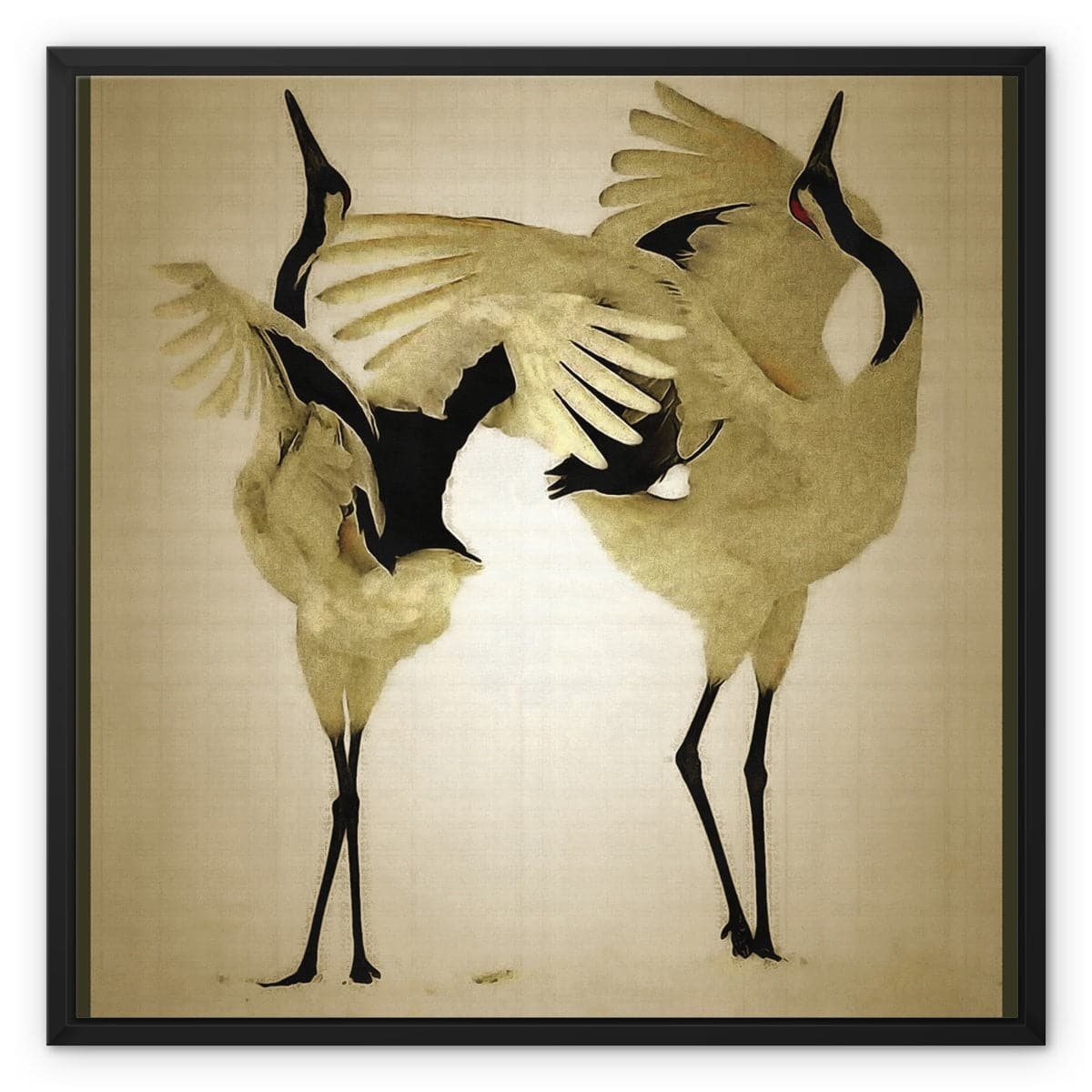 Balting Cranes Framed Canvas