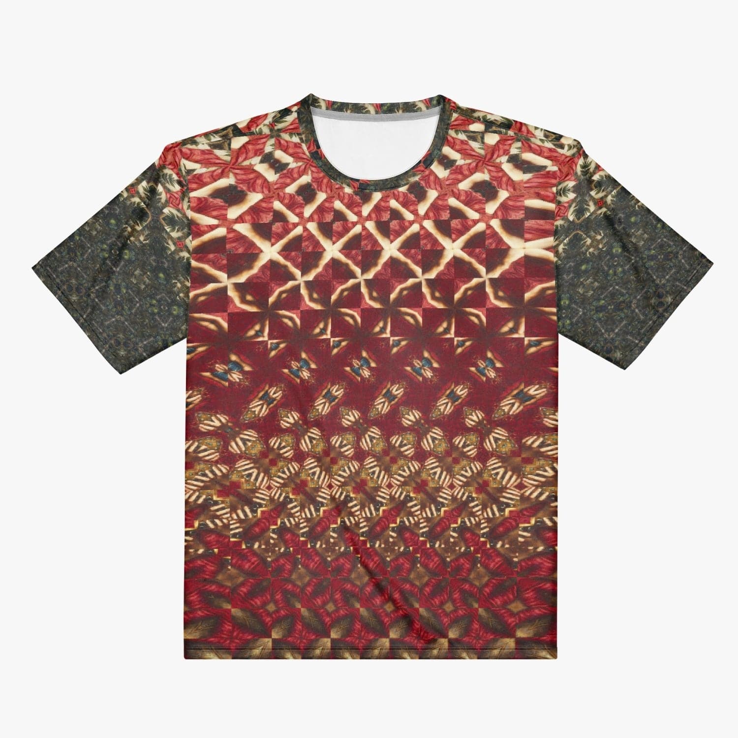 Red with Yellow Patterned. Handmade T-shirt for Men