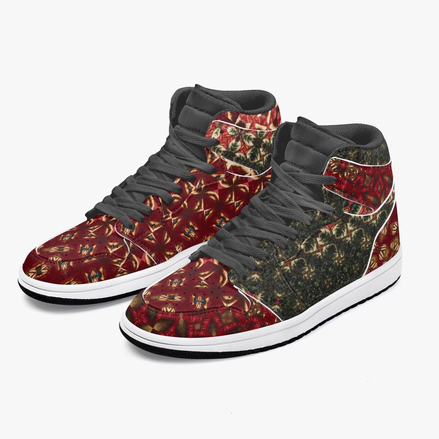 Red with yellow patterned Trendy design 2022 New Black High-Top Leather Sneakers, by Sensus Studio Design