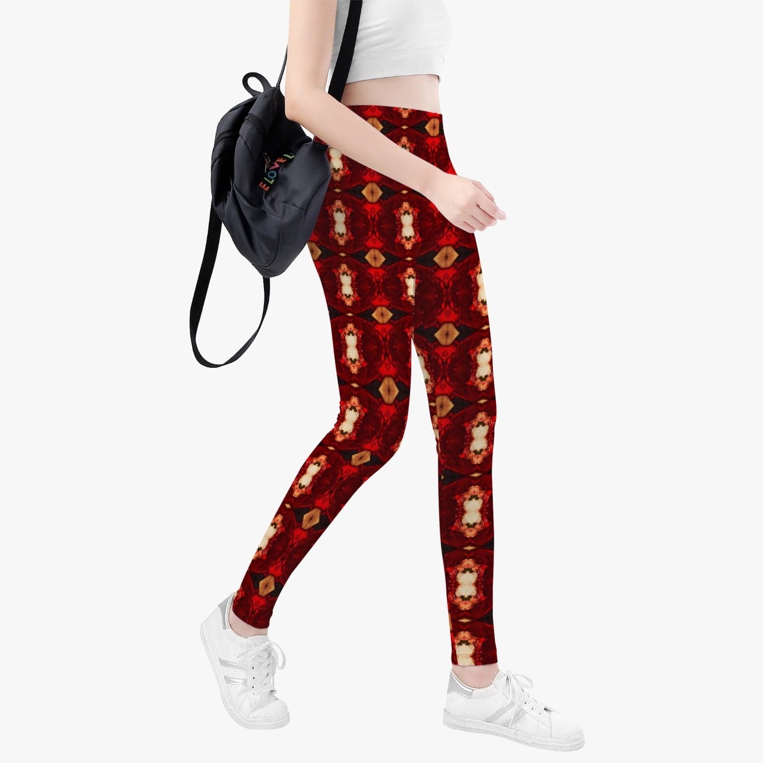 Active Red Black and White Yoga Pants/Leggings, by Sensus Studio Design