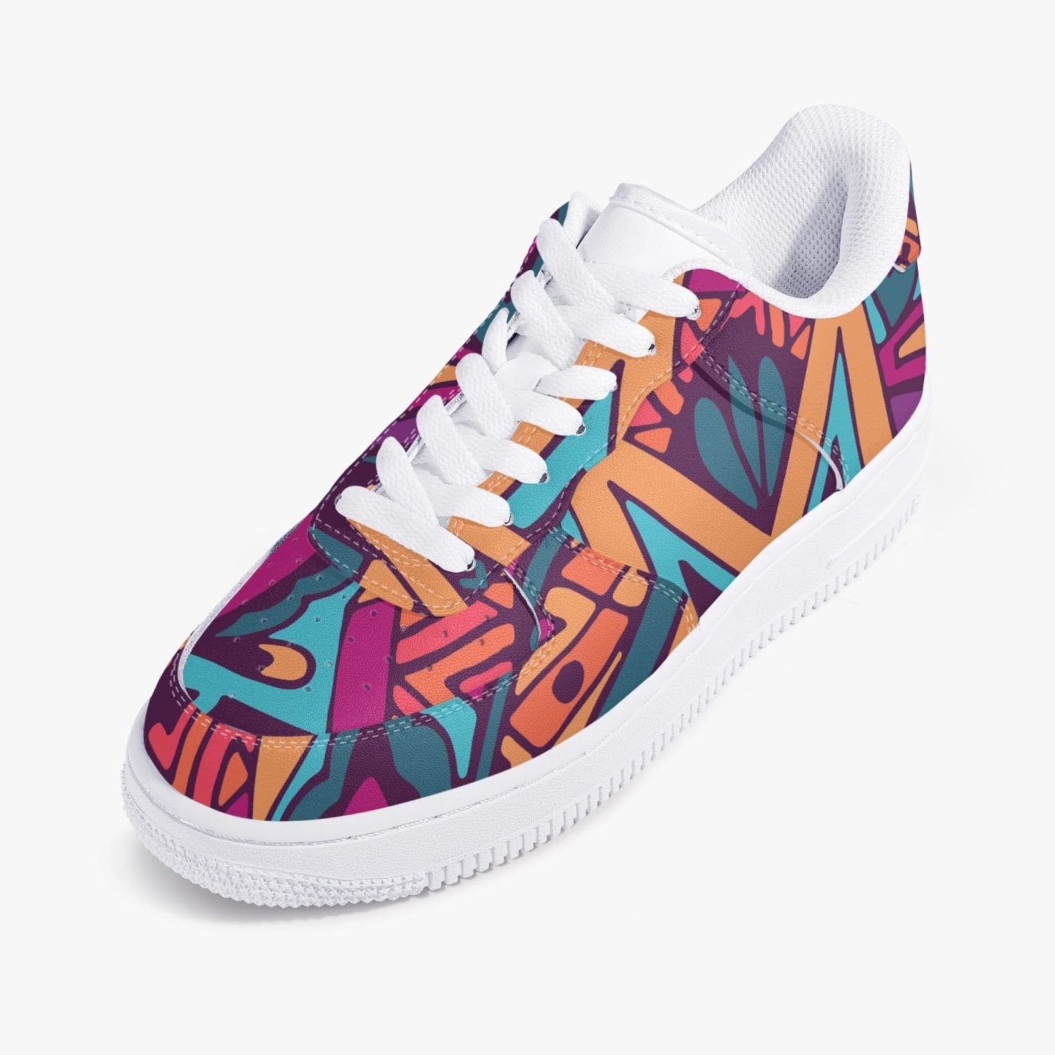 Colorful Etnic Bow, Trendy design 2022 New Low-Top Leather Sports Sneakers, by Sensus Studio