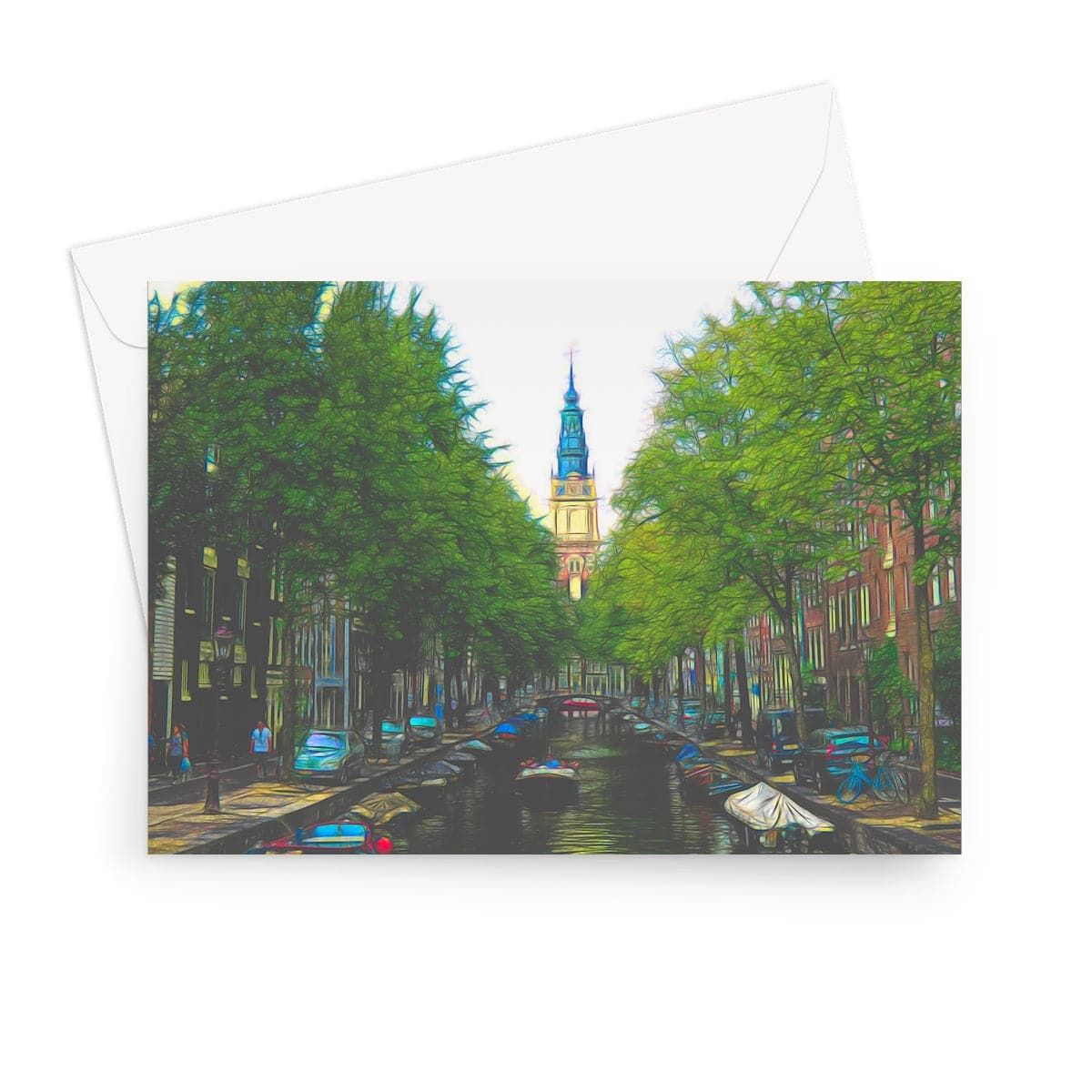 Amsterdam Canal, Art on a Greeting Card, By Sensus Studio