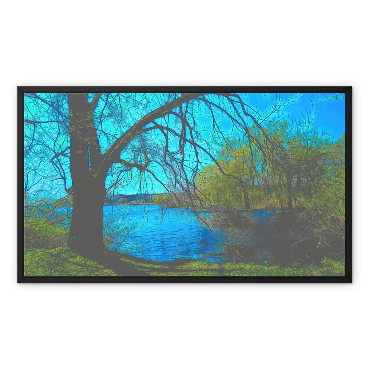 Resting at the lake, Framed Canvas, digital art by Sensus Studio