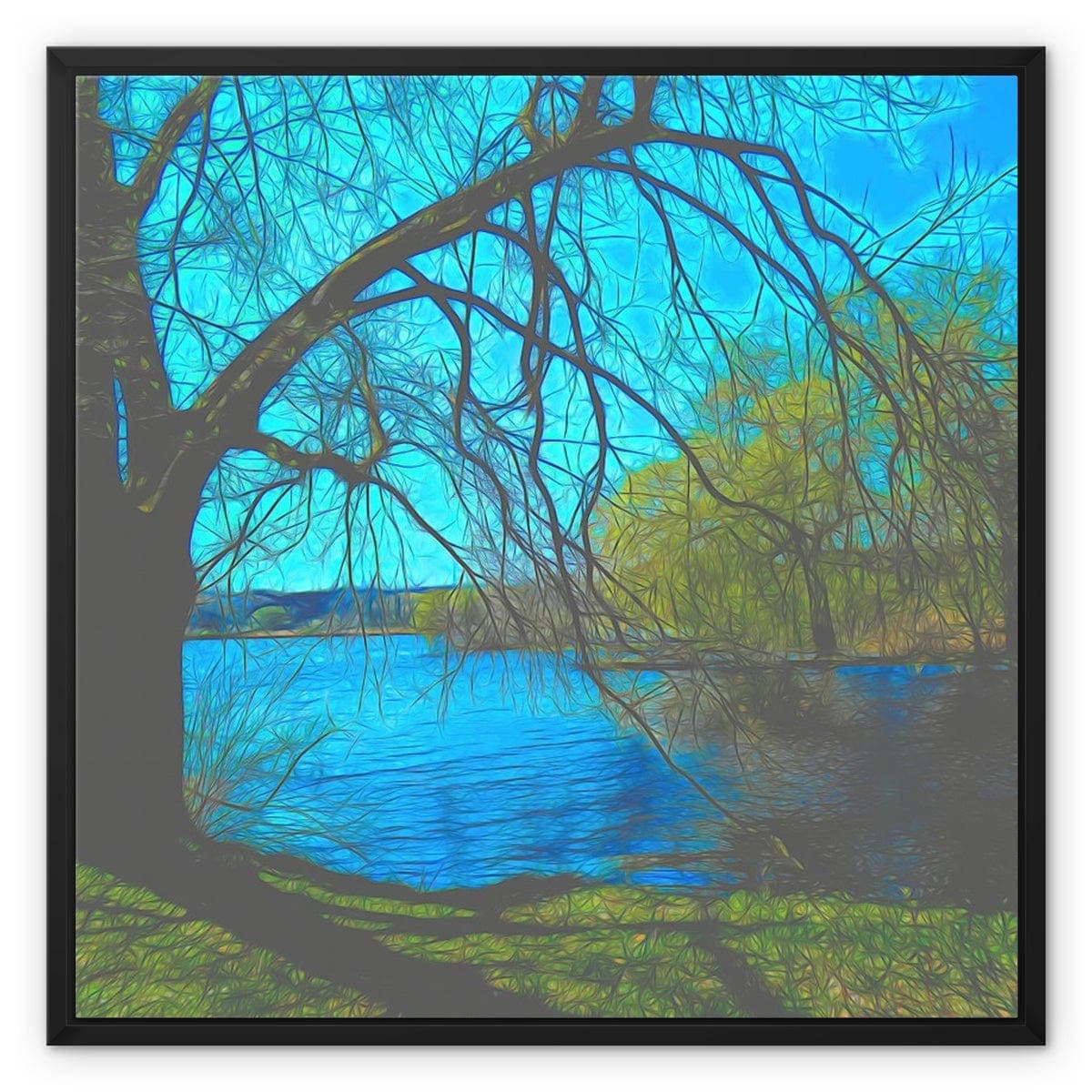 Resting at the lake, Framed Canvas, digital art by Sensus Studio