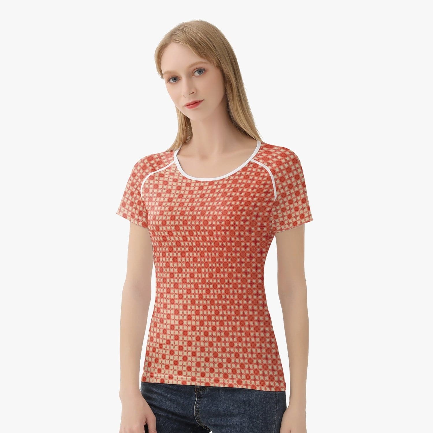 Soft Red Buttercup, Handmade Hot Women sports/yoga T-shirt , by Sensus Studio Design