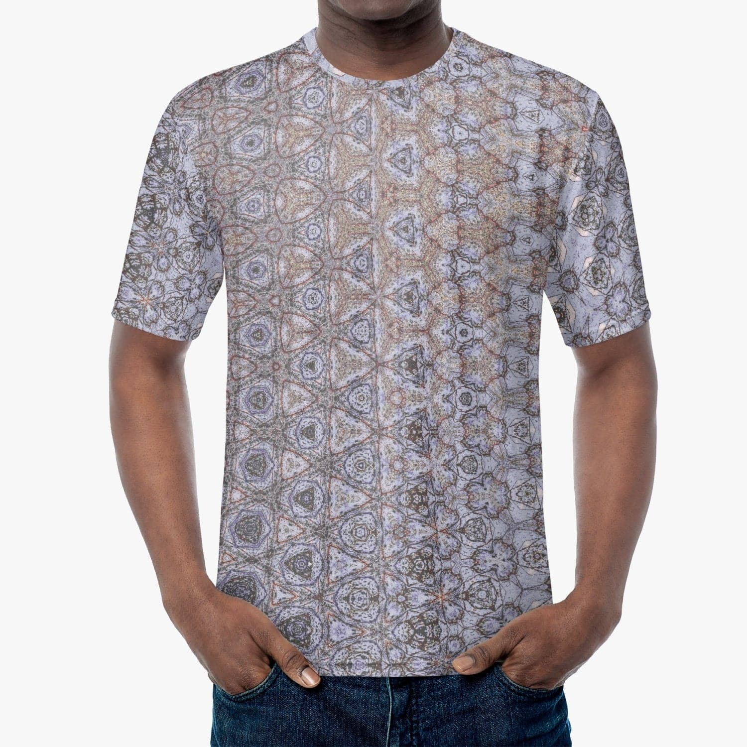 Purple Grey Sophisticated Active Wear Patterned Handmade T-shirt for Men by Sensus Studio Design
