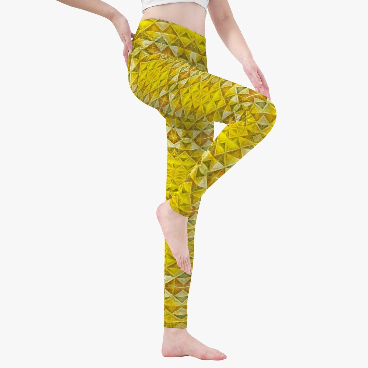 Connecting the True Purpose of Being Yellow Beautiful Patterned Yoga Pants/Leggings for Women