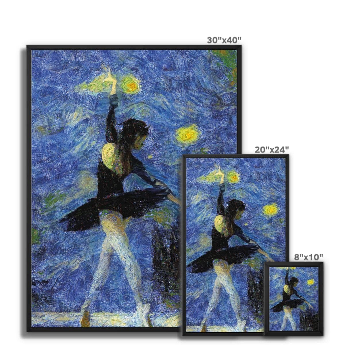 Ballerina Starry Night Framed Canvas
