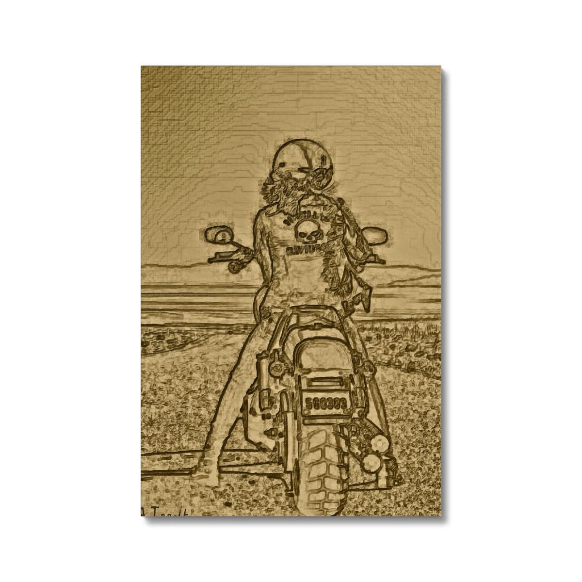 Biker Woman Gold Canvas
