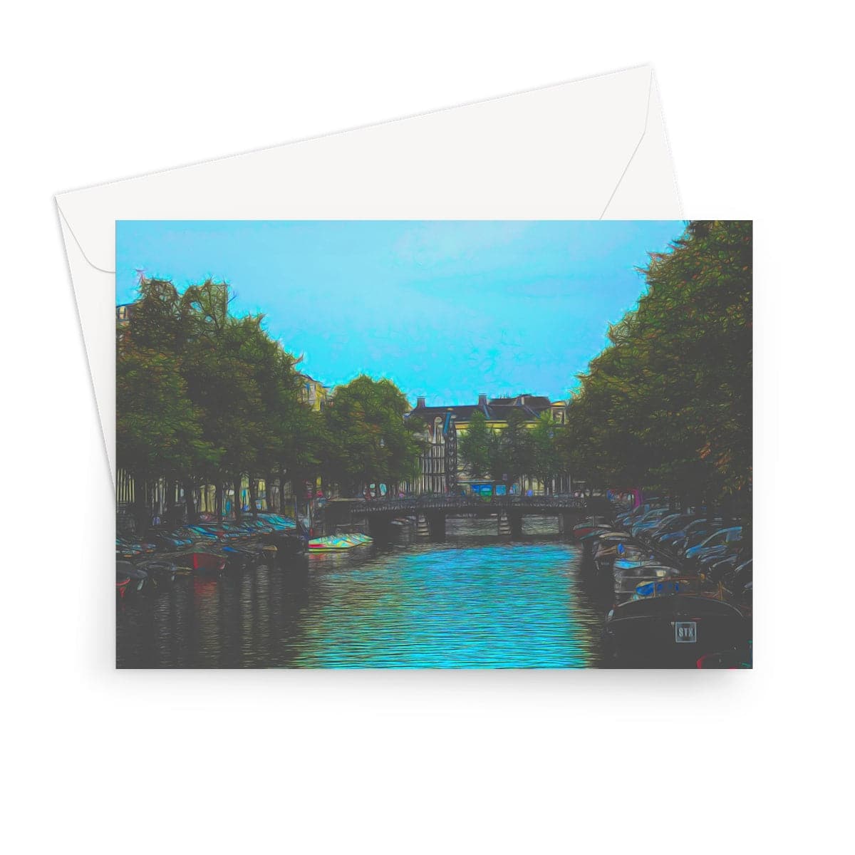 Amsterdam Canal, Art on a Greeting Card, by Sensus Studio