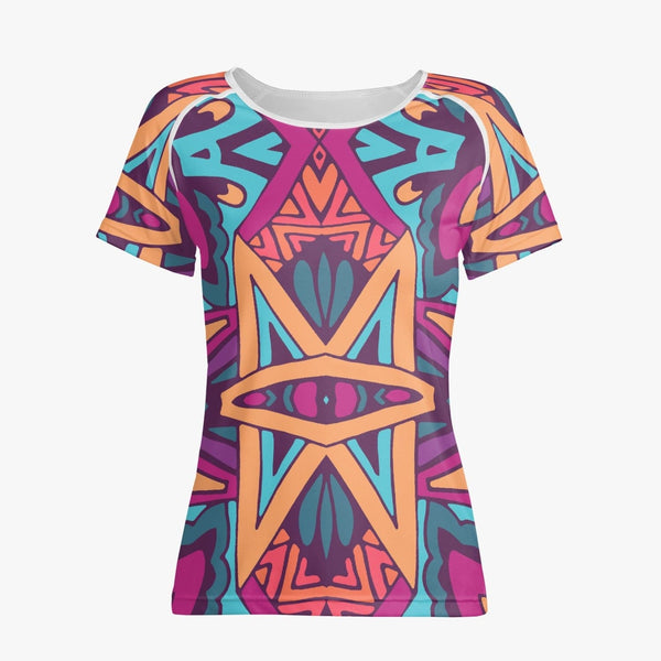 Colorful Etnic Bow Trendy 2022 Handmade  Women sports/yoga  T-shirt, exclusive design by Sensus Studio Design