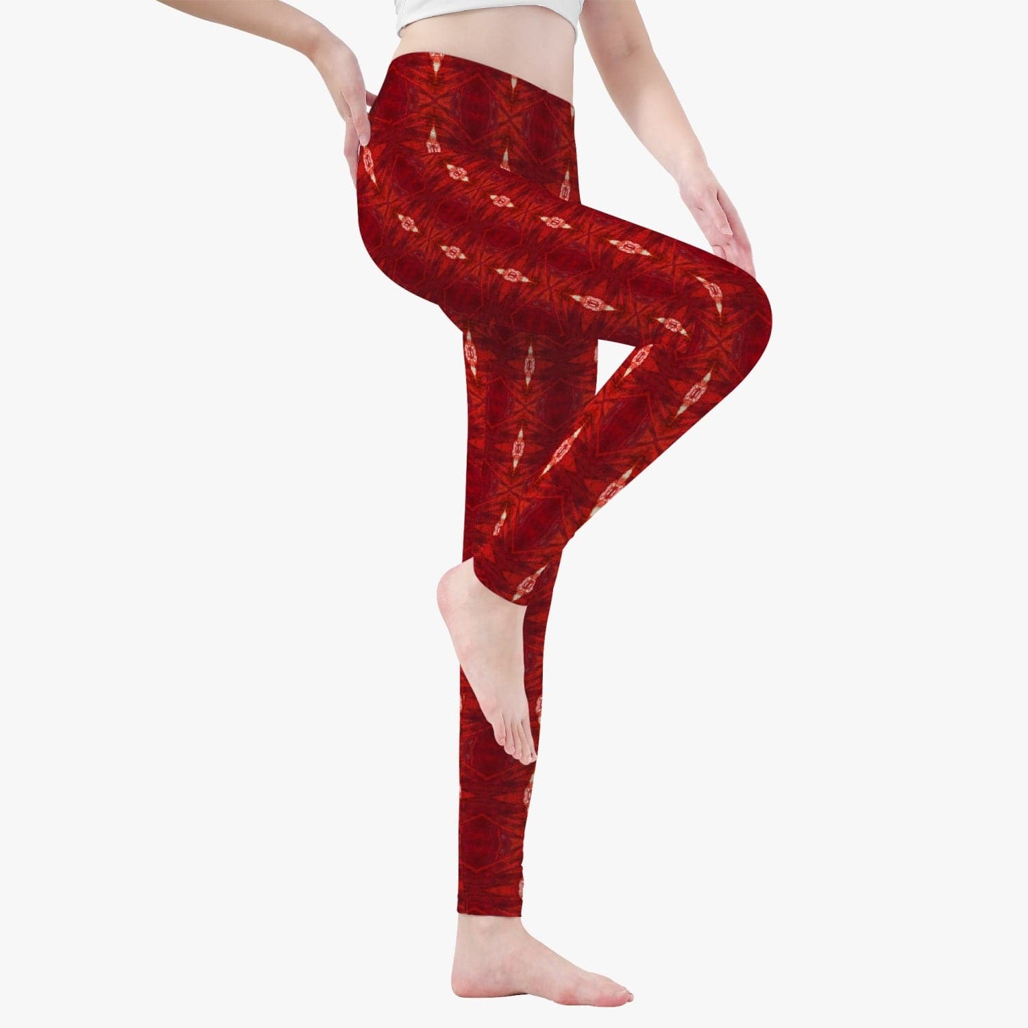 Red Bal Masqué Skin Fit Yoga Pants, by Sensus Studio Design