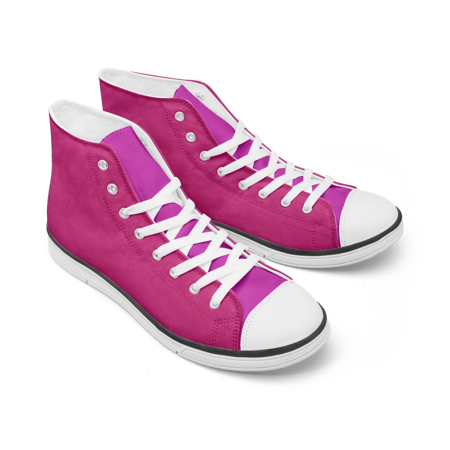 Shocking Mexican Pink Tone on Tone Light Adult High-Top Canvas Shoes