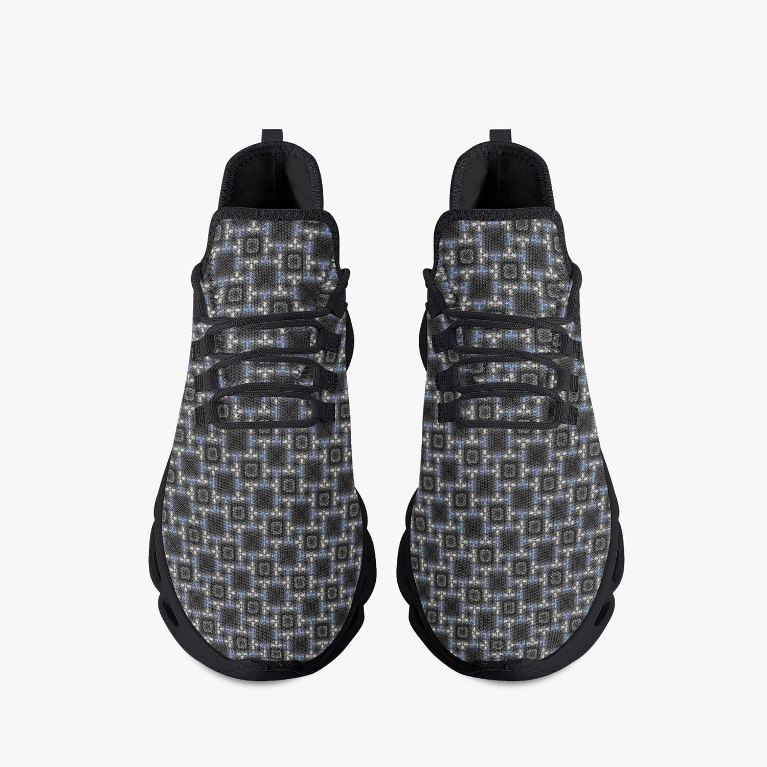 Mountain field with snow,  Bounce Mesh Knit  Trendy Sneakers for women and men- Black, designed by Sensus Studio Design