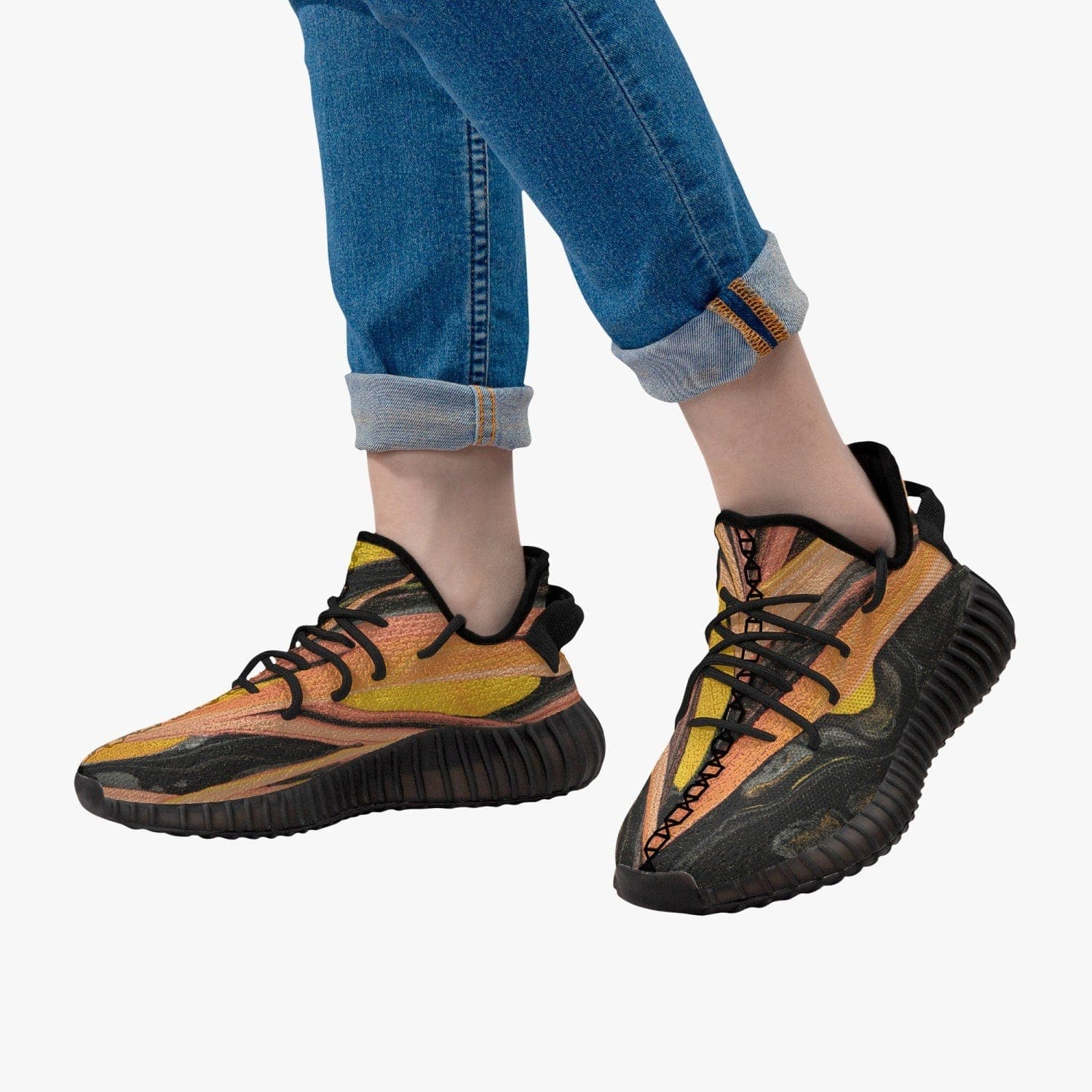 Orange Speed -  Adult Unisex Mesh Knit Sneakers, designed by Sensus Studio