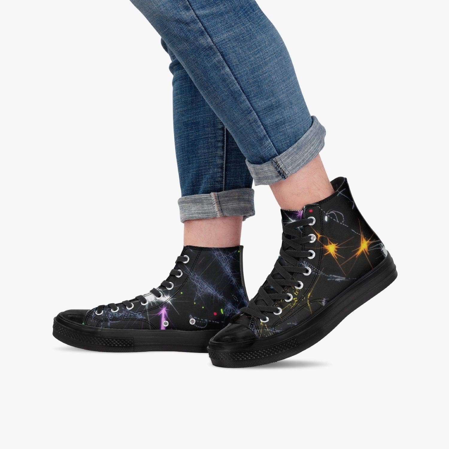Purple Vortex High-Top Canvas Shoes - Black, designed by Sensus Studio