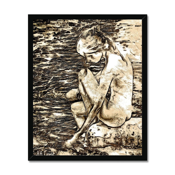 Lady at the Lake - stylized Framed Print