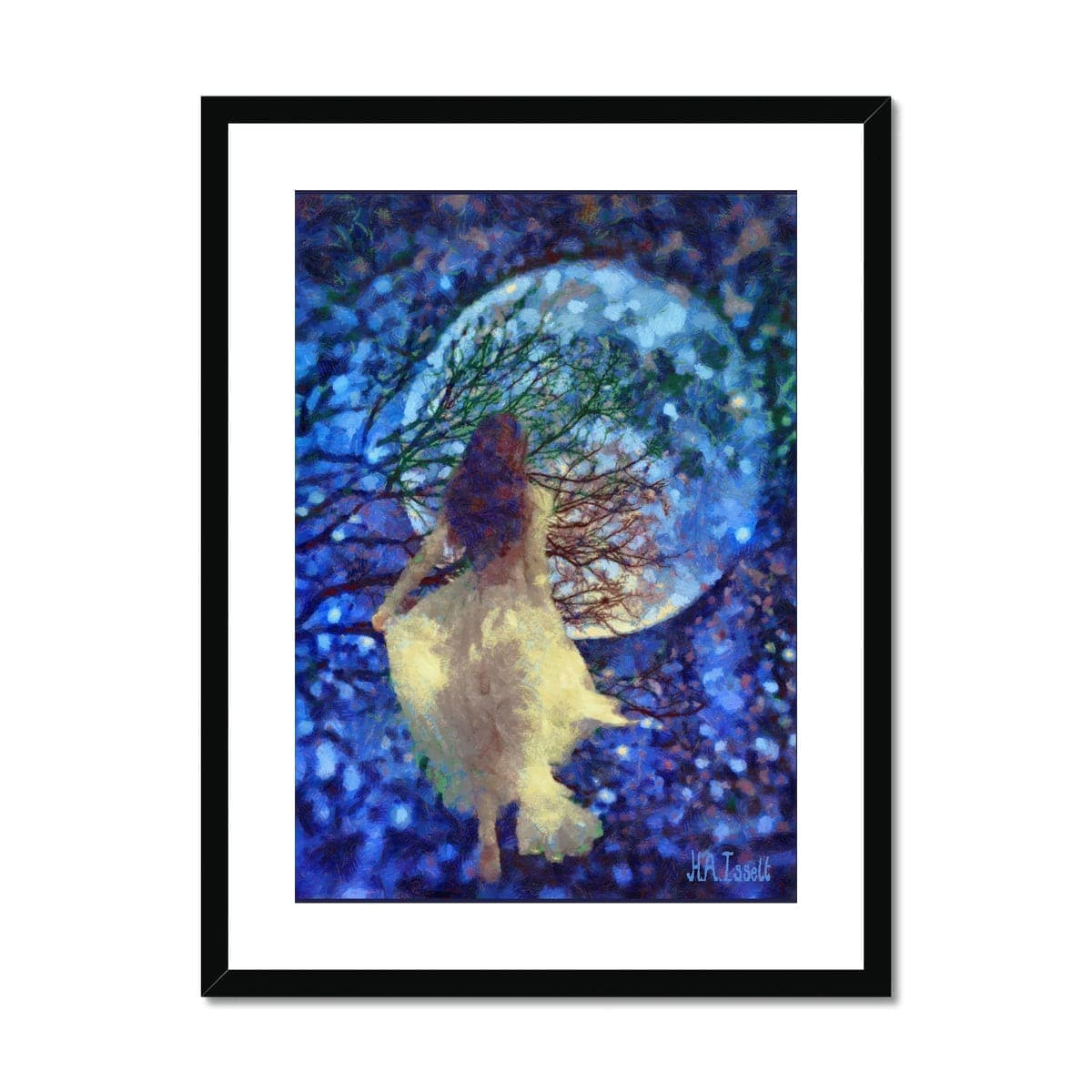 Lady and the Moon Framed & Mounted Print