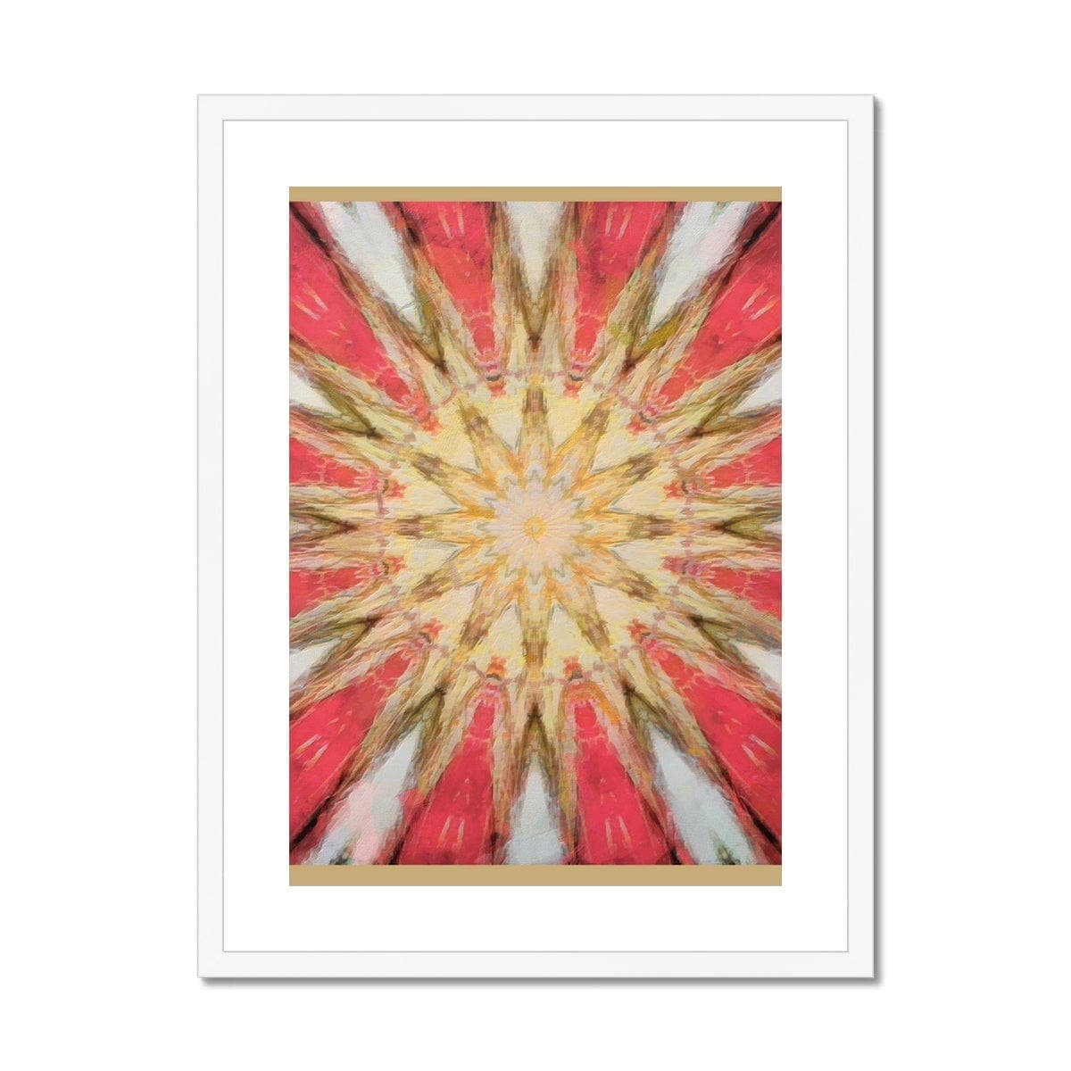 Red White and Gold Pattern Framed & Mounted Print