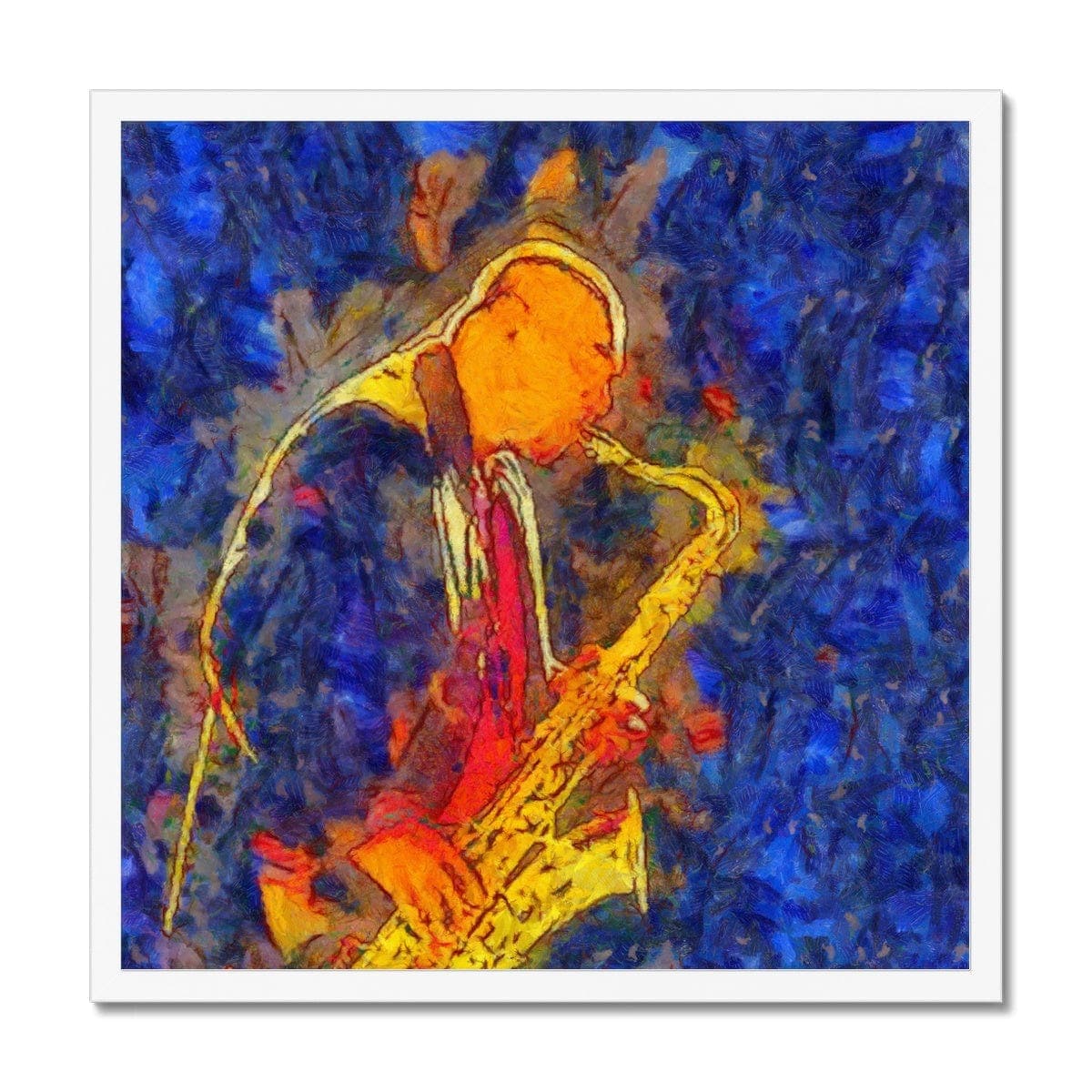 Colorful Sax Player Framed Print